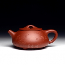 【石瓢壶】景舟石瓢 黄叶萍紫砂作品 经典器型茶壶 刻绘童趣