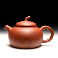 【茄段壶】经典紫砂壶壶型 珍稀原矿小红泥 余志平老师紫砂作品 敦厚可爱 刻绘传神