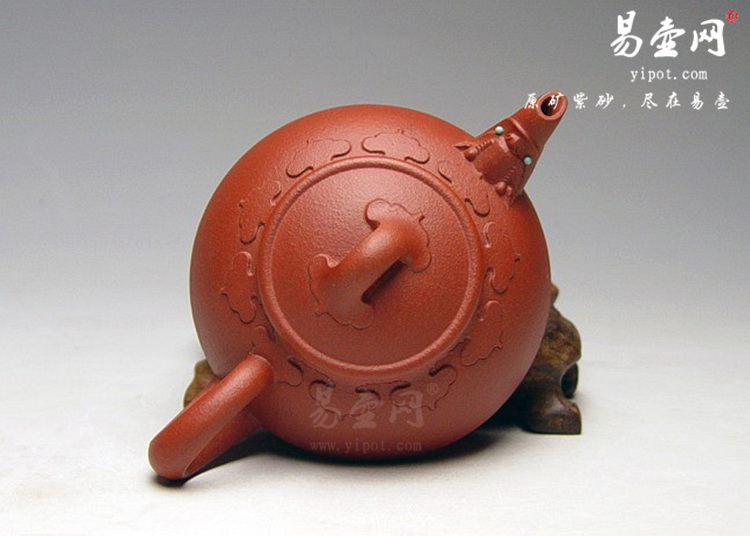 宜兴紫砂壶 朱丹小图腾如意 原矿朱泥