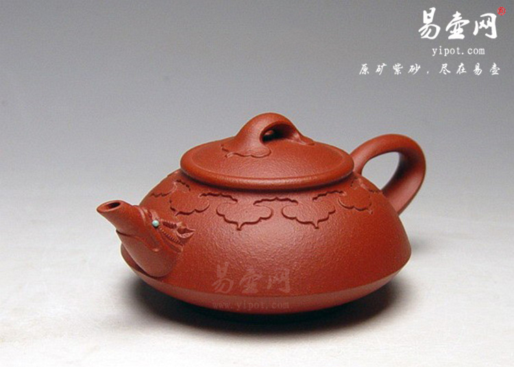 宜兴紫砂壶 朱丹小图腾如意 原矿朱泥