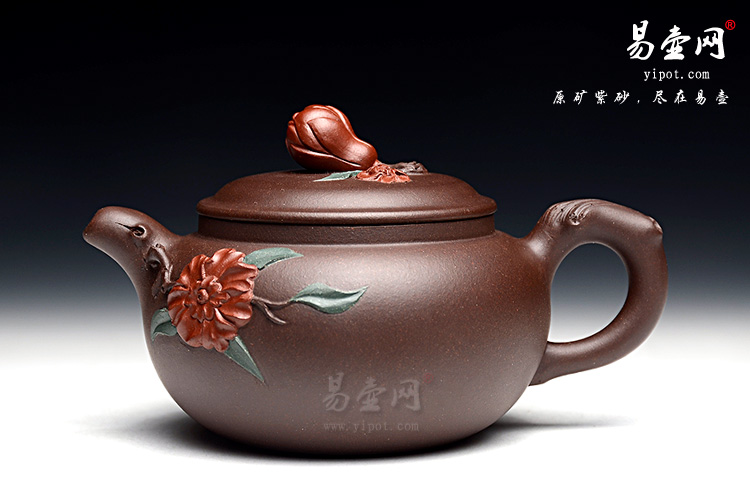 宜兴紫砂壶，杨立平紫砂，花开富贵壶图片