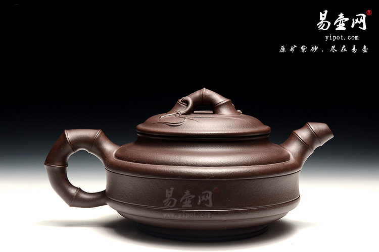 宜兴黄叶萍紫砂壶，双线竹鼓壶图片