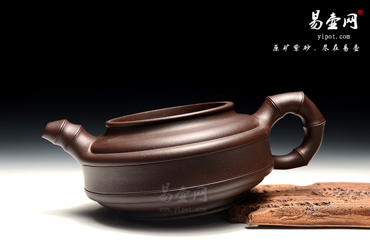 宜兴黄叶萍紫砂壶，双线竹鼓壶图片
