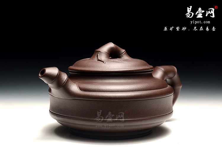 宜兴黄叶萍紫砂壶，双线竹鼓壶图片