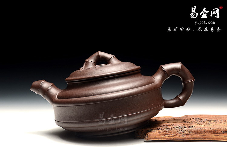 宜兴黄叶萍紫砂壶，双线竹鼓壶图片