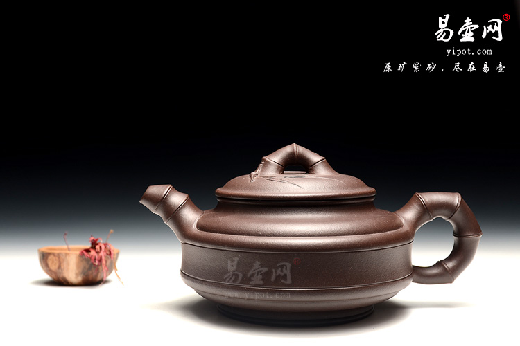 宜兴黄叶萍紫砂壶，双线竹鼓壶图片