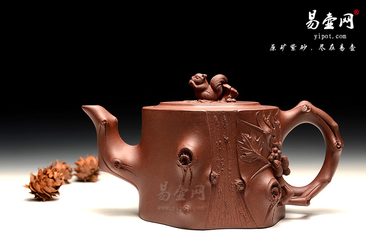 宜兴名家紫砂壶，冯盘军老师紫砂壶艺术，收藏力作，松树葡萄壶图片