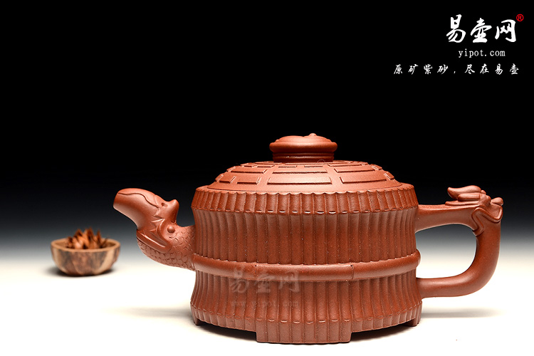 黄叶萍紫砂壶工作室，大品龙头一捆竹紫砂壶茶具，高档礼品茶壶