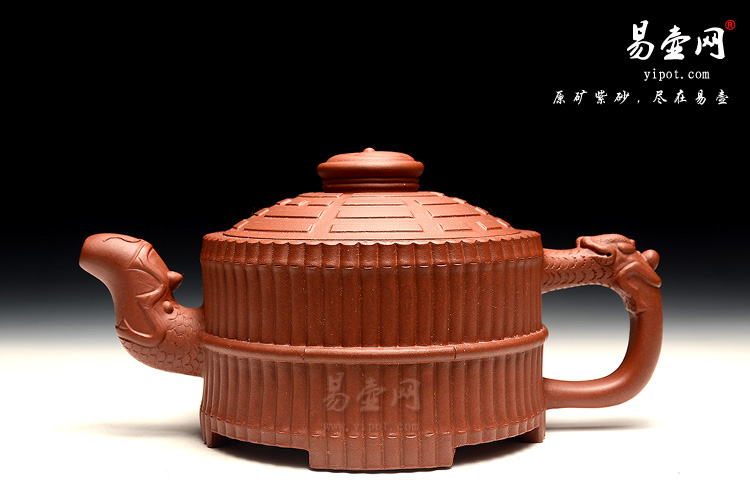 宜兴紫砂壶茶壶，陈顺根紫砂壶，龙头一捆竹紫砂壶