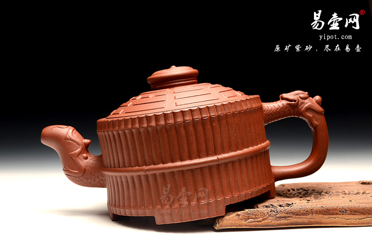 宜兴紫砂壶茶壶，陈顺根紫砂壶，龙头一捆竹紫砂壶