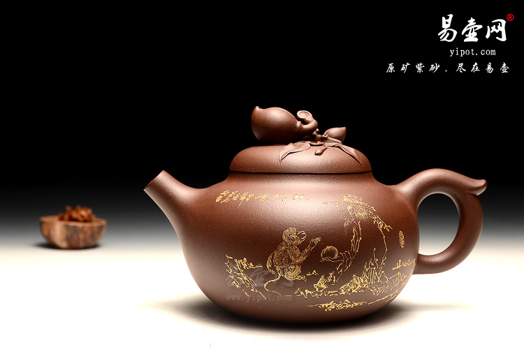 徐俊英紫砂壶，一厂老紫泥紫砂茶壶，寿桃壶图片